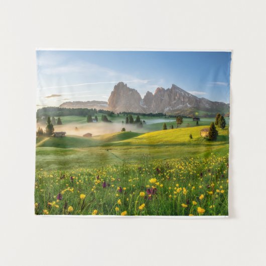 Flowers | Spring Alpe di Siusi Langkofel Wandkleed (Voorkant (horizontaal))