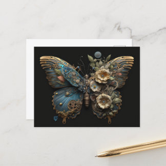 Flowers Steampunk Butterfly Briefkaart