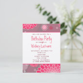 Flowers & Stippen Birthday Party Invite Kaart (Staand voorkant)