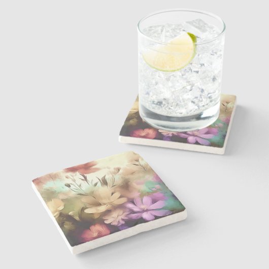  Flowers Stone Onderzetter (Zijkant)