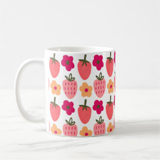 flowers & strawberries pattern  koffiemok