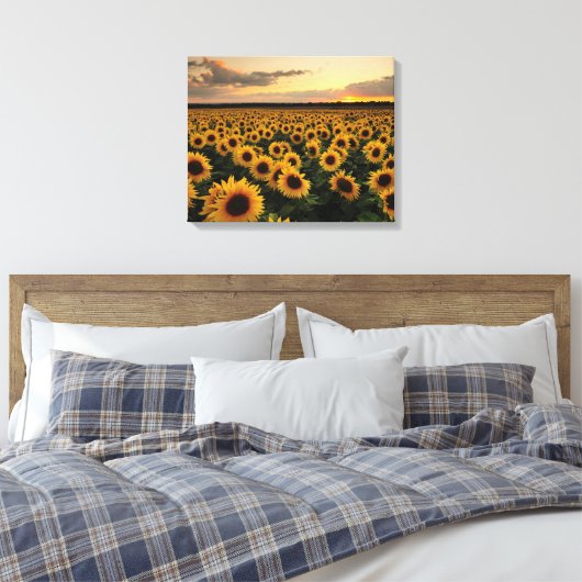 Flowers | Sunflower Field Canvas Afdruk (Insitu (Slaapkamer))