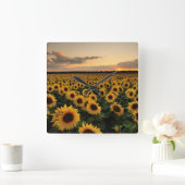 Flowers | Sunflower Field Vierkante Klok (Huis)