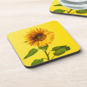 Flowers Sunflower on Yellow Bier Onderzetter (Linkerzijde)