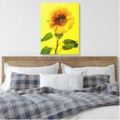 Flowers | Sunflower on Yellow Canvas Afdruk (Insitu (Slaapkamer))