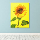 Flowers | Sunflower on Yellow Canvas Afdruk (Insitu (Houten vloer))
