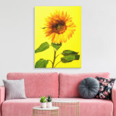 Flowers | Sunflower on Yellow Canvas Afdruk (Insitu (Woonkamer))