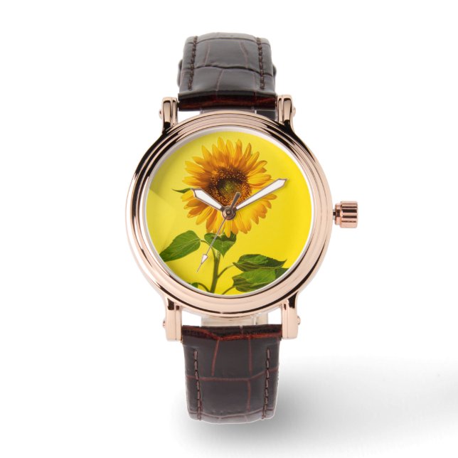 Flowers Sunflower on Yellow Horloge (Voorkant)