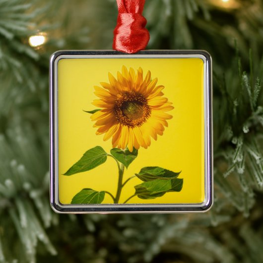 Flowers Sunflower on Yellow Metalen Ornament (Boom)