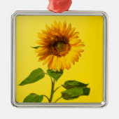 Flowers Sunflower on Yellow Metalen Ornament (Voorkant)