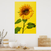 Flowers Sunflower on Yellow Poster (Keuken)