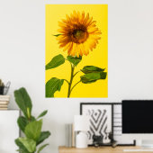 Flowers Sunflower on Yellow Poster (Thuiskantoor)
