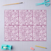 Flowers Swirls Dusty Pink White Pattern Decoupage Tissuepapier (Craft)
