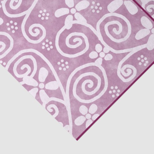 Flowers Swirls Dusty Pink White Pattern Decoupage Tissuepapier (Detail)