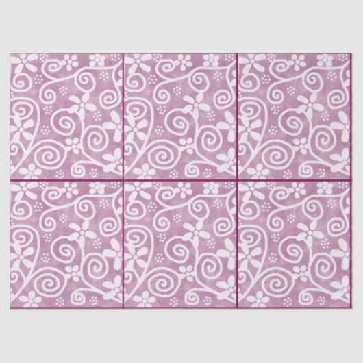 Flowers Swirls Dusty Pink White Pattern Decoupage Tissuepapier (Voorkant)