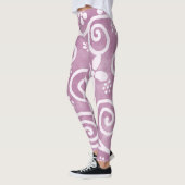 Flowers Swirls Dusty Pink White Pattern Whimsical Leggings (Links)