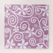 Flowers Swirls Dusty Pink White Pattern Whimsical Legpuzzel (Horizontaal)