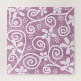 Flowers Swirls Dusty Pink White Pattern Whimsical Legpuzzel