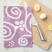 Flowers Swirls Dusty Pink White Pattern Whimsical Theedoek (Quarter Fold)