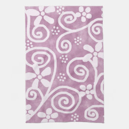 Flowers Swirls Dusty Pink White Pattern Whimsical Theedoek