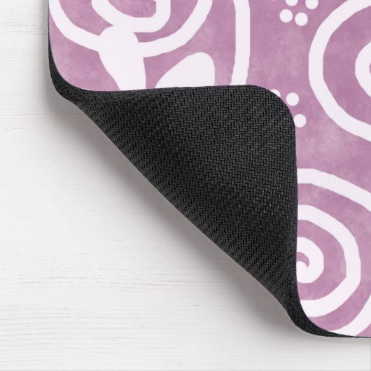 Flowers Swirls Pink White Pattern Personalized Muismat (Hoek)