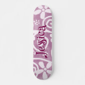 Flowers Swirls Pink White Pattern Personalized Persoonlijk Skateboard (Voorkant)