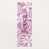 Flowers Swirls Pink White Pattern Personalized Yogamat (Achterkant)