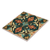 Flowers Tegel - Art Nouveau Ceramic Tegel Tegeltje (Zijkant)