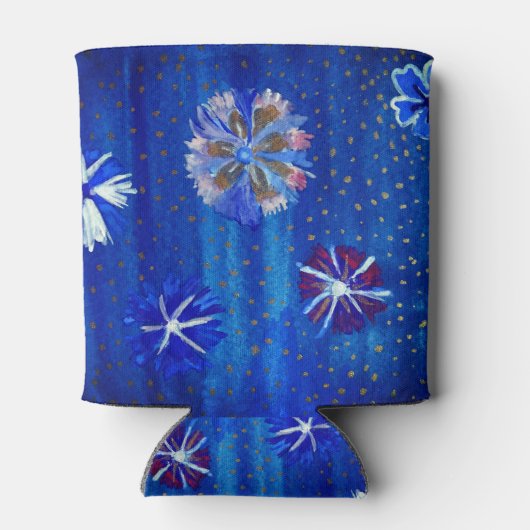 Flowers Tekenen blauwe aangepaste Koelbox Blikjeskoeler (Achterkant)