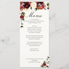 Flowers Terracotta Cream Burgundy Wedding Menu