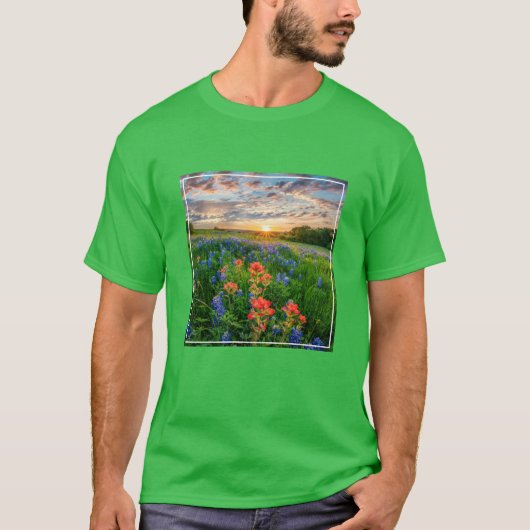 Flowers | Texas Bluebonnets & Indian Paintbrush T-shirt (Voorkant)
