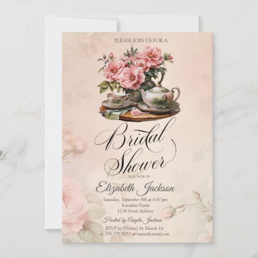  Flowers Theeset Flower Vrijgezellenfeest Kaart (Voorkant)