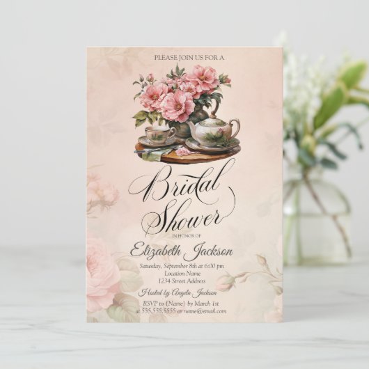  Flowers Theeset Flower Vrijgezellenfeest Kaart (Staand voorkant)