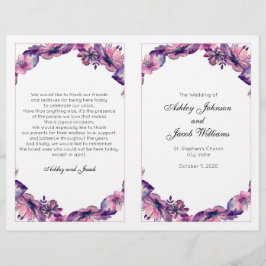 Flowers trouwprogramma. Paarse kerkplechtigheid