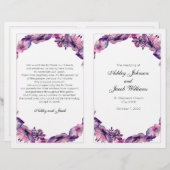 Flowers trouwprogramma. Paarse kerkplechtigheid (Voorkant / Achterkant)