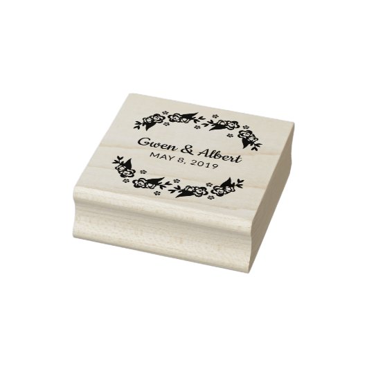 Flowers & Twigs Wedding Monogram Rubberstempel (Stempel)