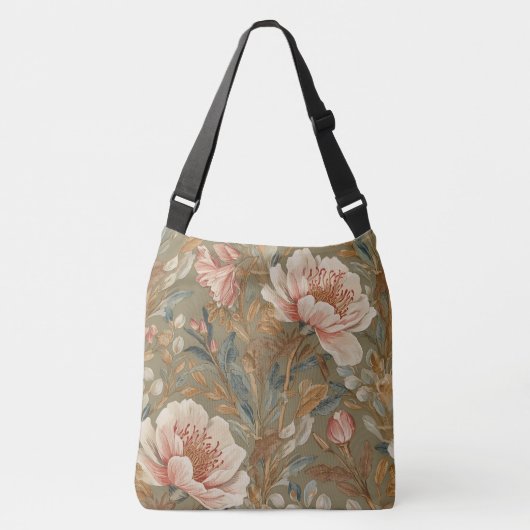 Flowers,Vintage, Glamorous Garden Blooms Crossbody Tas (Voorkant)