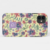 Flowers Violets floral all-over print monogram Cas Case-Mate iPhone Case (Achterkant (horizontaal))