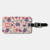 Flowers Violets floral all-over print monogram Lug Bagagelabel (Voorkant horizontaal)