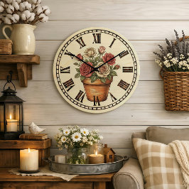 flowers - Wall Clock Grote Klok