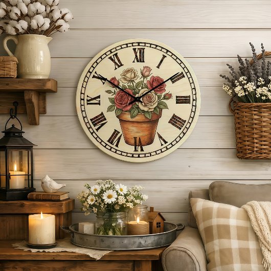 flowers - Wall Clock Grote Klok