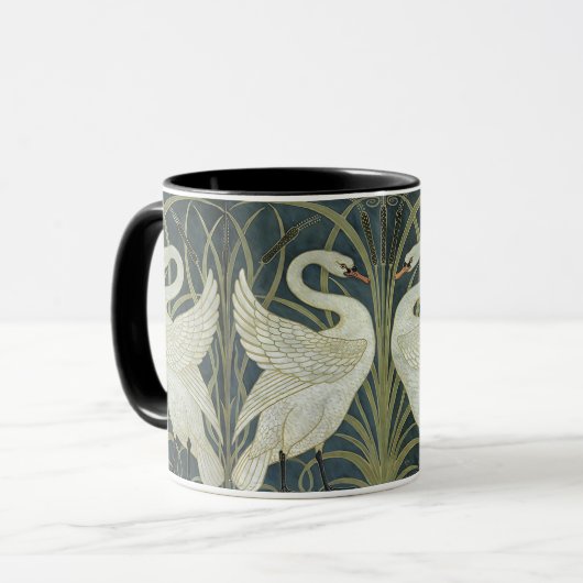 Flowers Walter Crane Swan Green Iris Rush Mok (Voorkant links)