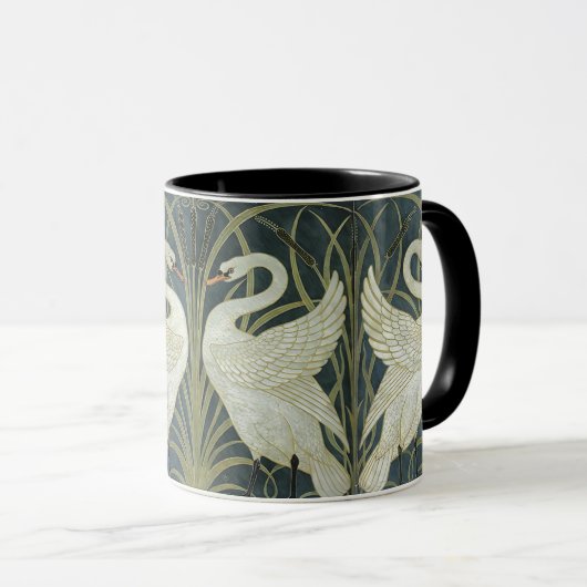  Flowers Walter Crane Swan Green Iris Rush Mok (Voorkant rechts)