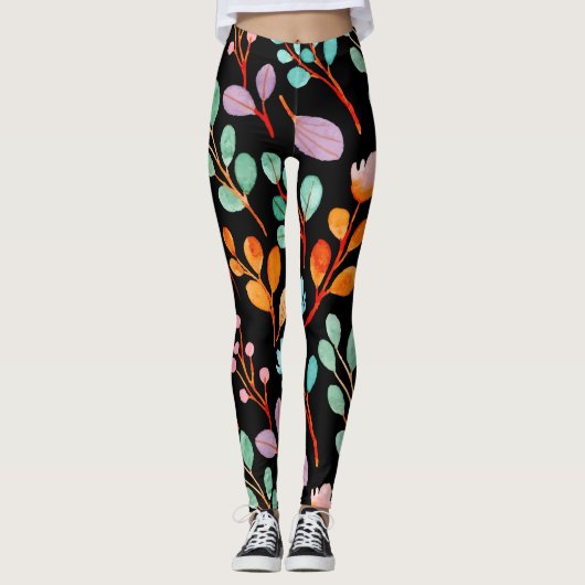 Flowers  Waterverf Trendy Leggings (Voorkant)