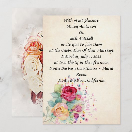 Flowers Wedding Kaart (Voorkant / Achterkant)