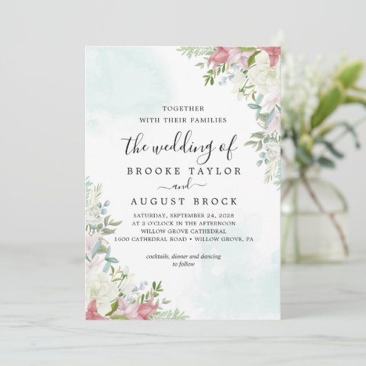 Flowers Wedding Uitnodiging (Staand voorkant)