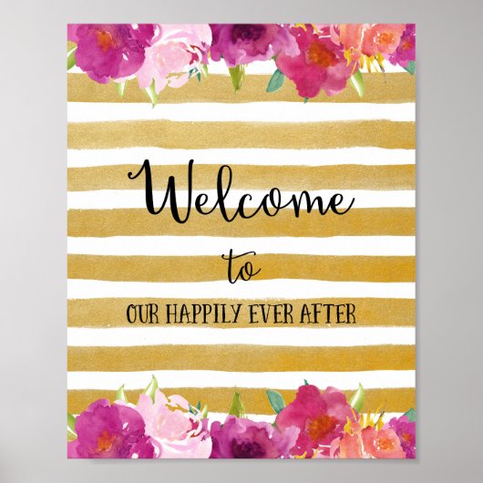 Flowers Welcome Wedding Poster Print (Voorkant)