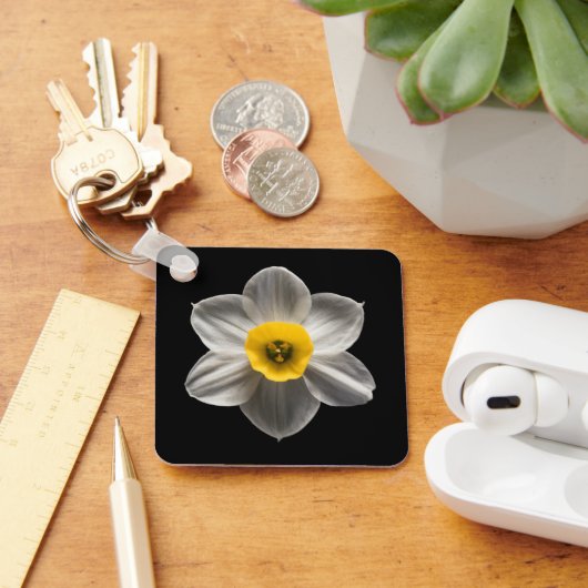Flowers | White Daffodil Flower Sleutelhanger (Bureau)