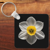 Flowers | White Daffodil Flower Sleutelhanger (Voorkant)