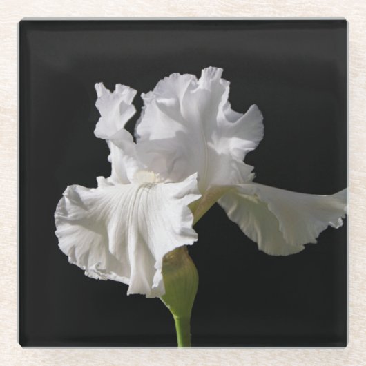 Flowers | White Iris Glazen Onderzetter (Voorkant)